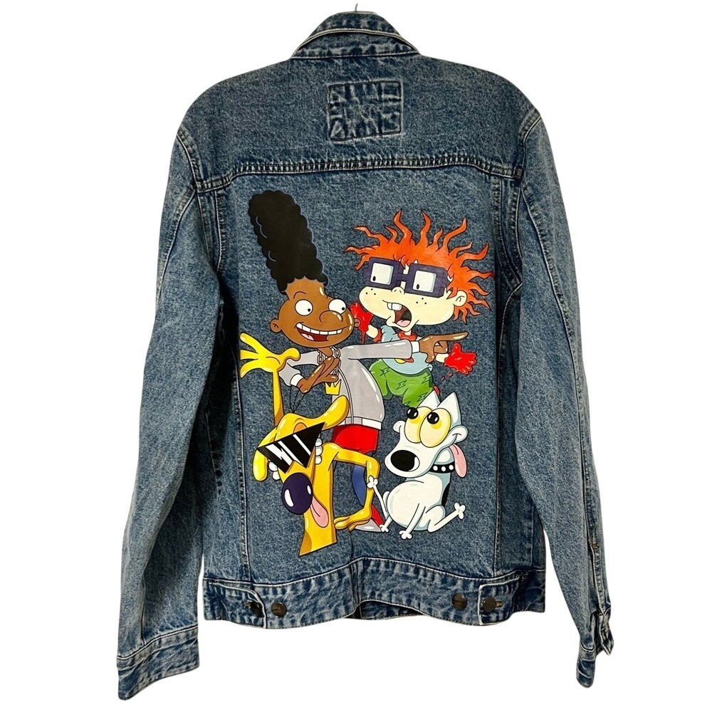 Members Only Nickelodeon Denim Jacket Mens Medium Acid Wash 90s Nicktoons 50101